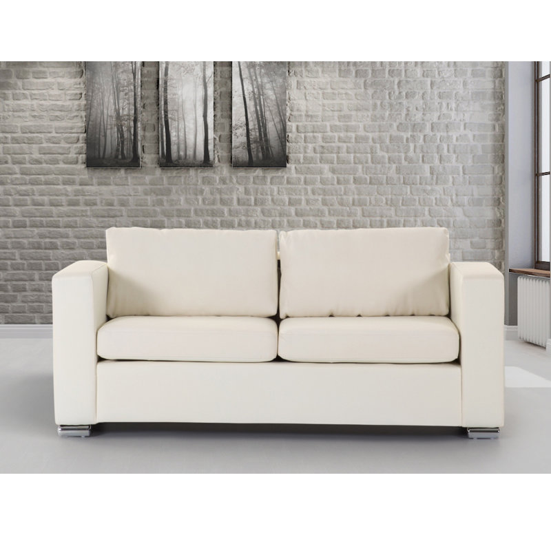 Upholstered Sofa, Leather - Beige