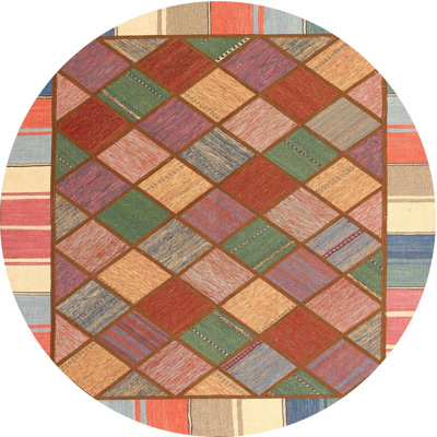 Tapis géométrique brun clair / bleu / brun