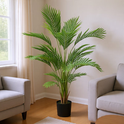Palmier artificiel Anva, conception pré-mise en pot, fer-polyester vert soie 59 pouces