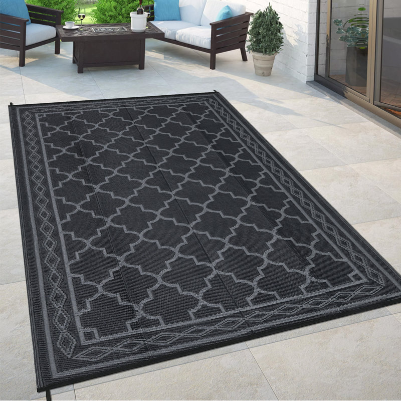 Outdoor Rug 6×9 Waterproof Plastic Straw Rug Vintage Trellis Outdoor Rug Easy-Cleaning Outdoor Area Rug Carpet Rv Mat Outdoor Patio Camping Rug for Picnic Backyard Deck Balcony Porch