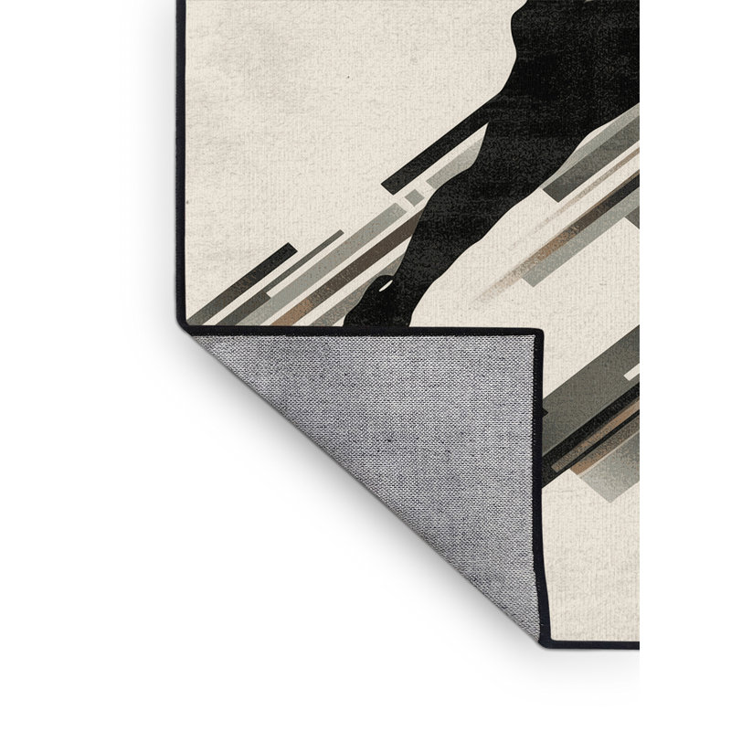 Machine Washable Aguilar Handball Action Modern & Contemporary Rug in Beige – Black Binding, 2x3