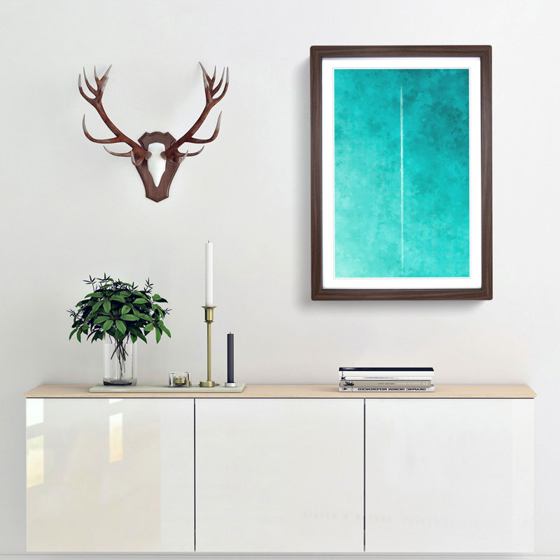 Plane in the Sky Painting 1 Piece Single Picture Frame Wall Art on MDF, 45cm H x 33cm W x 2cm D, Walnut Framed