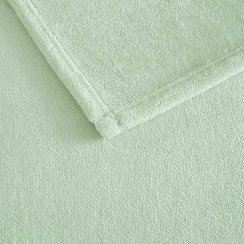 Martha Stewart Bedford Solid Plush Reversible Blanket, Queen, Green