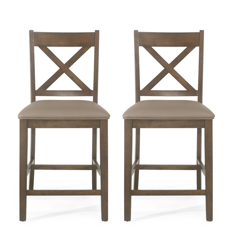 Ensemble de 2 tabourets de comptoir rembourrés en bois