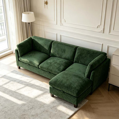 96.5" Sectional Couch for Living room, Upholstered Soft Chenille Fabric Sofa