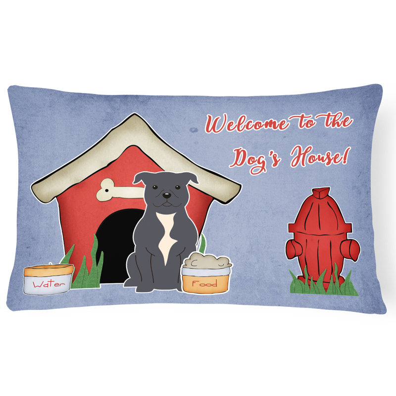 Coussin lombaire d’intérieur/extérieur en toile rectangulaire pour chien house fait main, Bleu