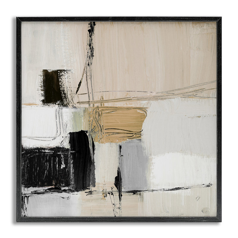 «Beige Black Organic Collage», estampe numérique encadrée par Lanie Loreth, H 24 po x l 24 po, Estampe numérique Farmhouse