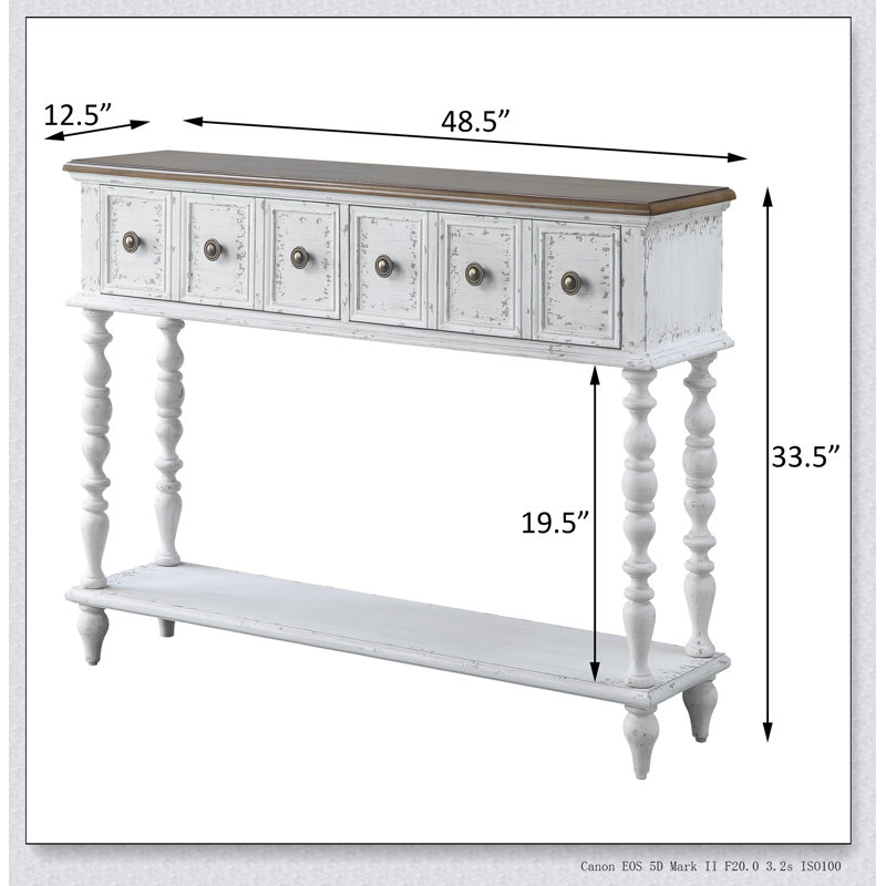 Console gris anthracite foncé et blanc antique