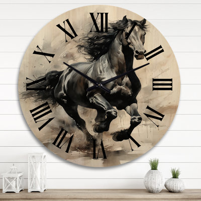 Horloge murale en bois noir I