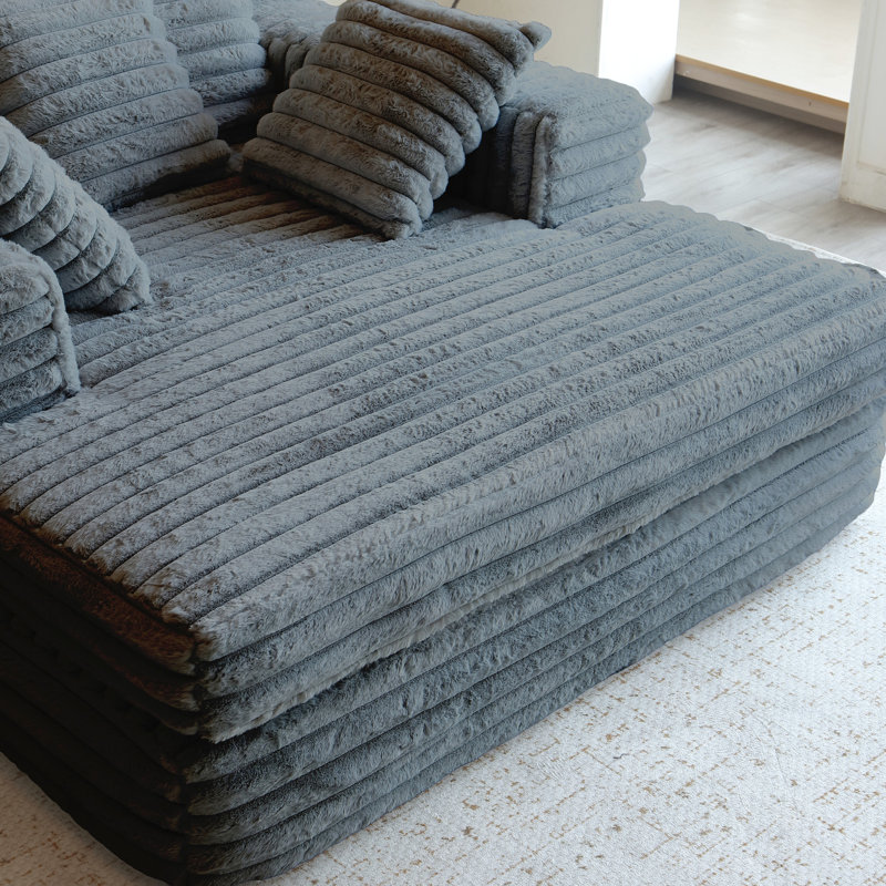 Chaise Lounge Bed - Dark Grey Upholstered With Pillows & Relaxing For Bedroom, Movie Room Chair Living Room, Bedroom