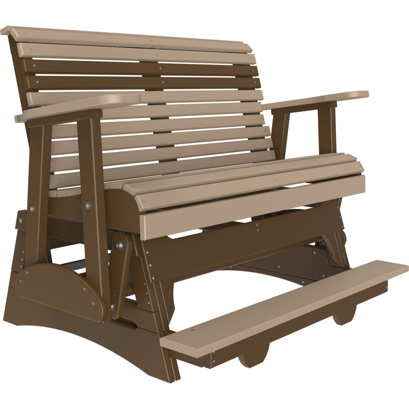 Banc d'extérieur coulissant en polywood, Brun clair / brun foncé