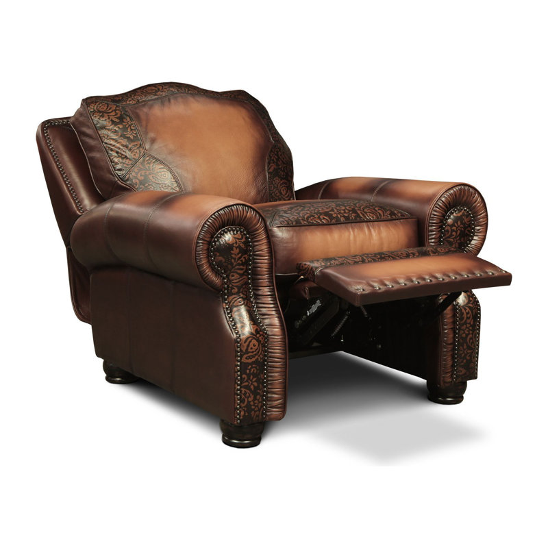 Fauteuil inclinable manuel en cuir véritable de 54 po Balmoral, Espresso, Oui, Brun (gamme ouverte)