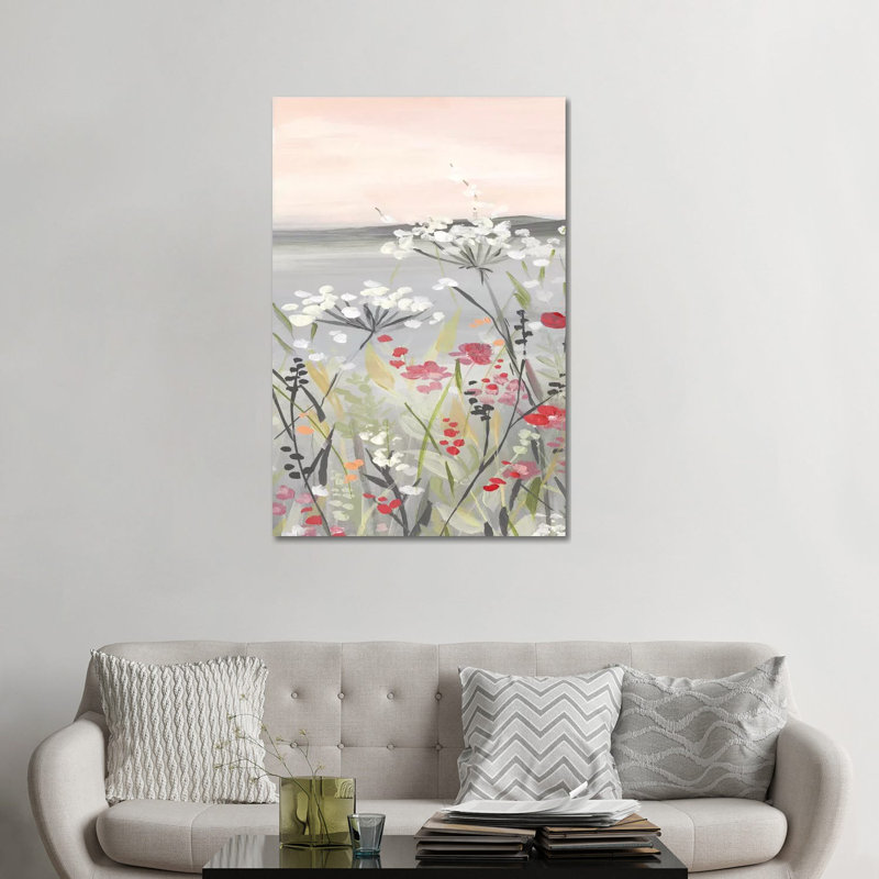 « Blushing Wildflowers I » par Carol Robinson, reproduction d’art, Toile tendue, Pas de tapis, H 60 po x l 20 po x P 1,5 po
