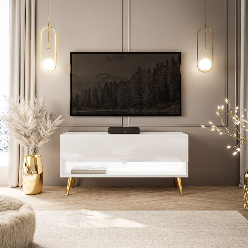 Aaleia Calante RTV Cabinet, High-gloss white