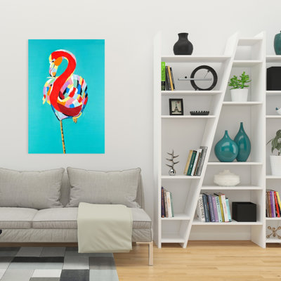 Flamant coloré - toile d'oiseau de chambre à coucher pour la décoration intérieure