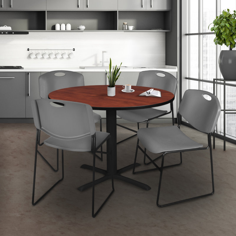 Neyland Cain Dining Table, Gris, H 29 po x l 48 po x P 48 po, Cerisier