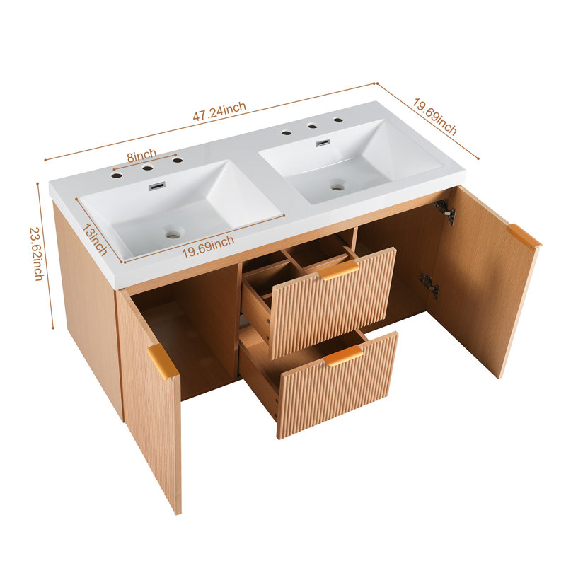 Ensemble de meuble-lavabo double mural 47,24 po, 47"