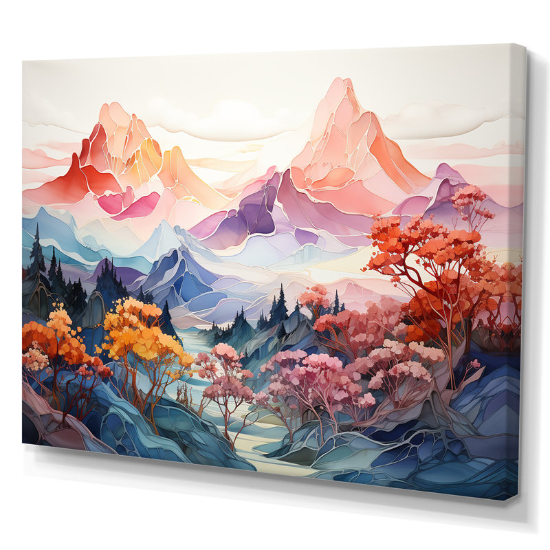 Vue sur les montagnes majestueuses, H 16 po x l 32 po x P 1 po, Toile tendue