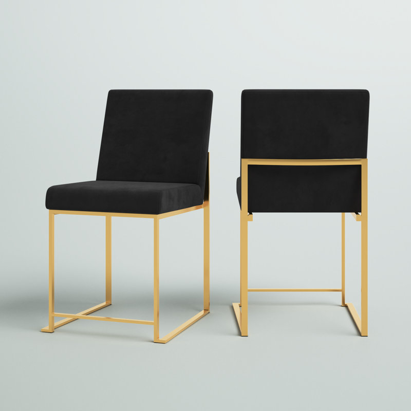 Chaise d'appoint Ernestine, Velours noir, Doré