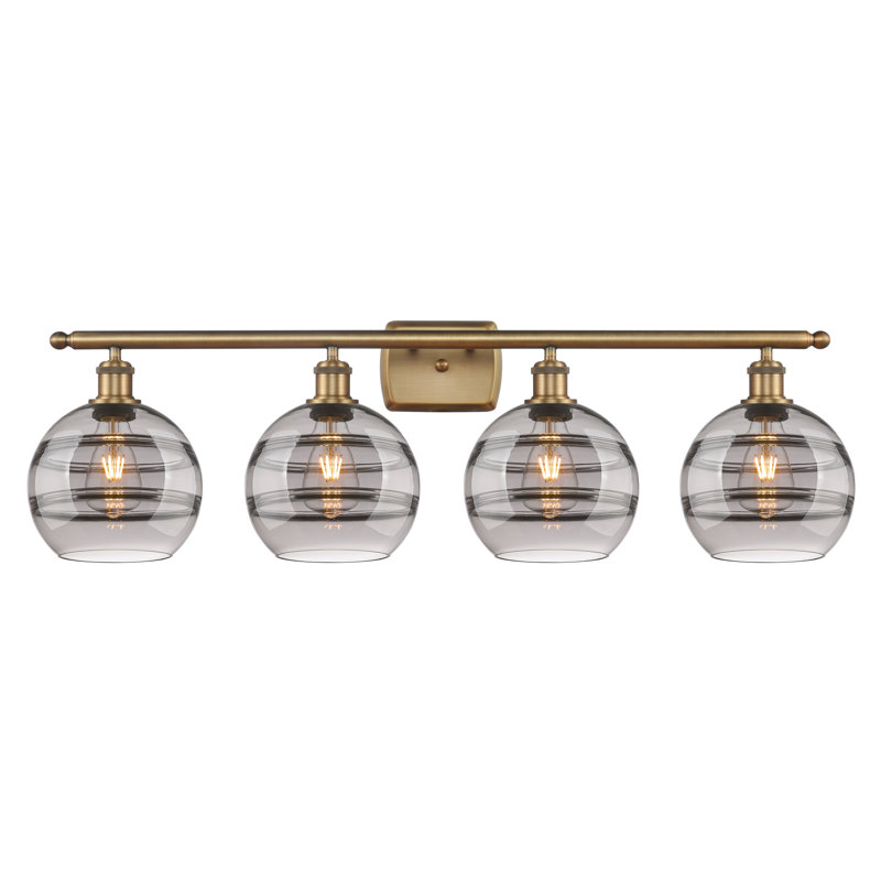 Chartoff 4 - Light Dimmable Vanity Light, Light Smoke, Brushed Brass