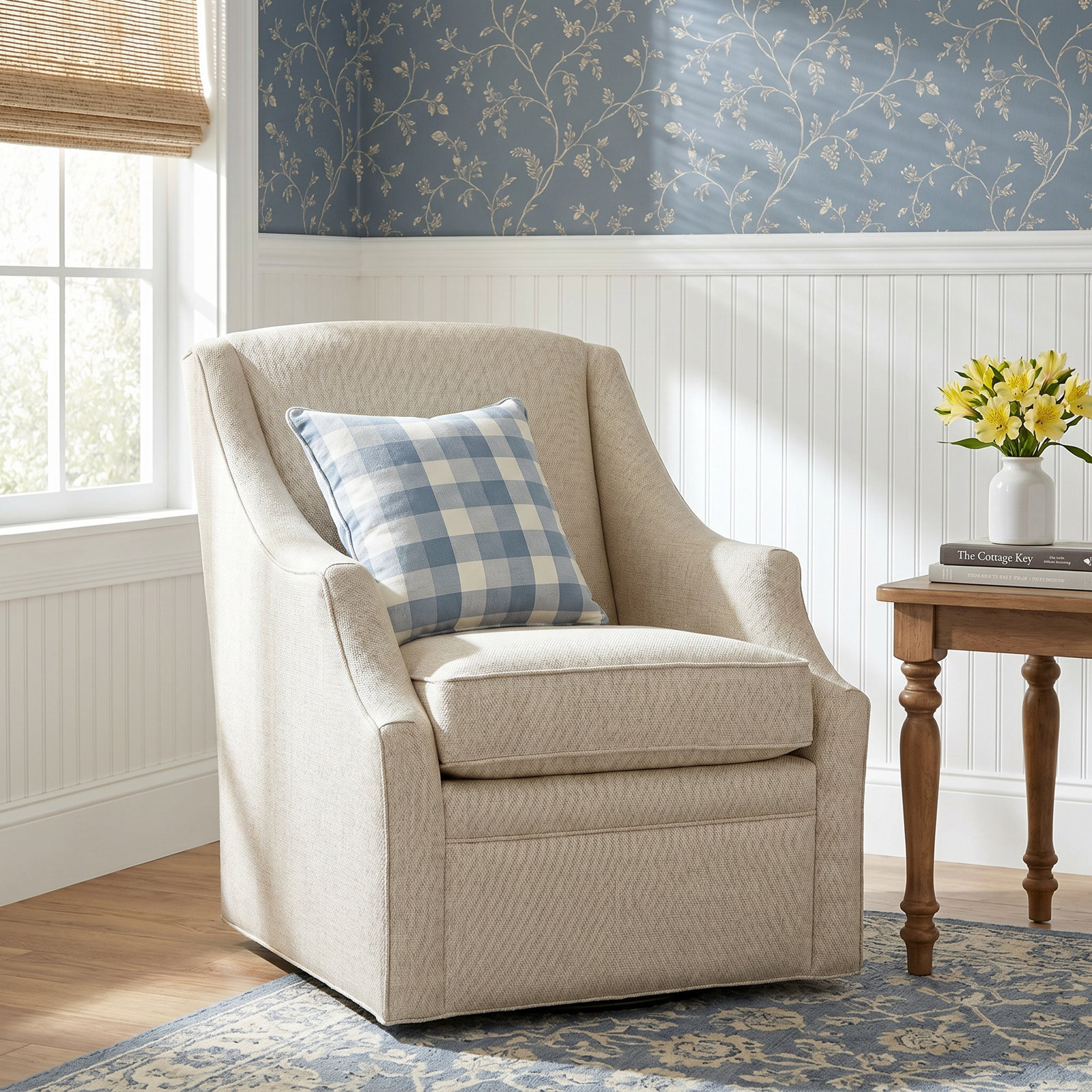 Pomeline Upholstered Swivel Armchair