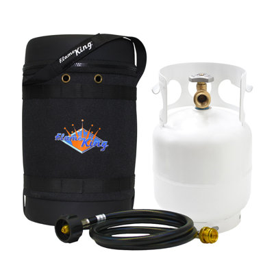 Flame King Gas Hauler Kit Protective Carry Case, 5LB Propane Tank and Adapter Hose for Camping