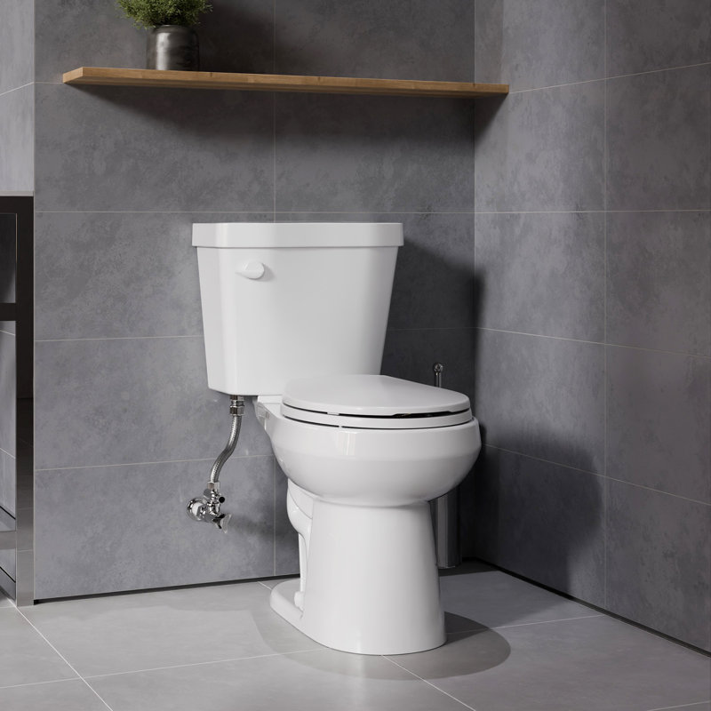 Toilette allongée siphon en céramique 2 pièces 1,28 GPF dans un siège de bidet électrique blanc avec couvercle ADA inclus Garden 12