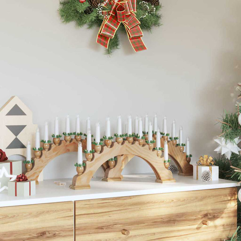 Christmas Candle Arch with 10 LED Candles, Brown