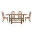 Makris 78" Solid Wood Oak Finish Top 7-Piece Dining Set With French Ladder Back Chairs