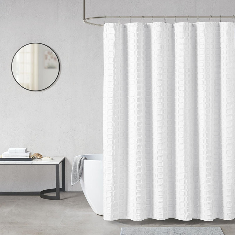 Rideau de douche tissé à pince, Blanc