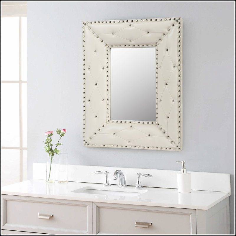 Decorative Wall Hanging Mirror,Rivet Decoration,PU Covered MDF Framed Mirror