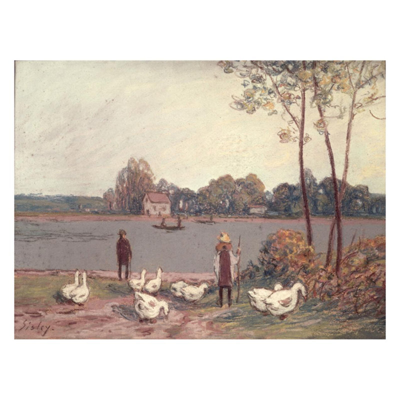 Sur les rives du Loing par Alfred Sisley - Estampe numérique, H 22 po x l 28 po