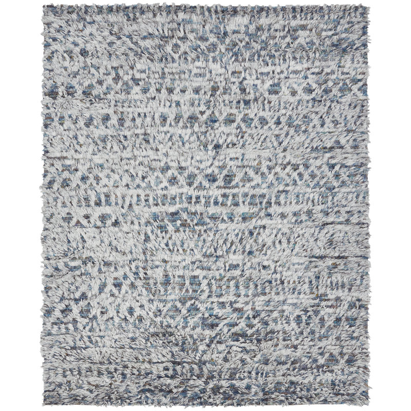 Ilanna Wool Area Rug in Blue/Gray, Rectangle 7'9" x 9'9"
