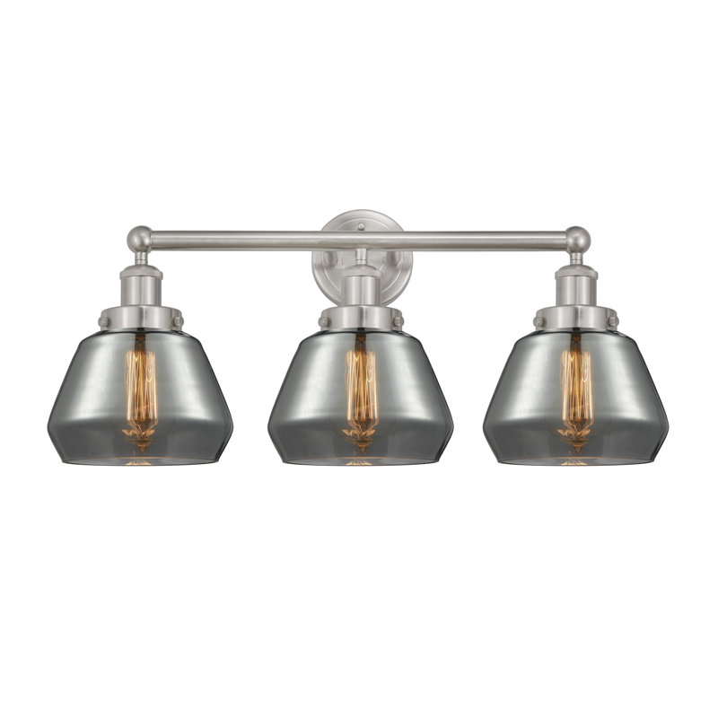 Éclairage de salle de bain à 3 lumières à intensité variable Rivka, Plaqué couleur fumée, Nickel satiné brossé