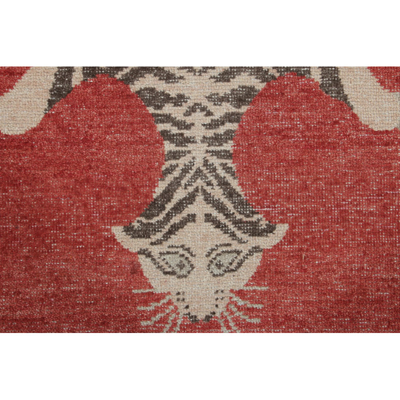 Hand Knotted Wool Geometric Area Rug, Rectangle 10' x 14'