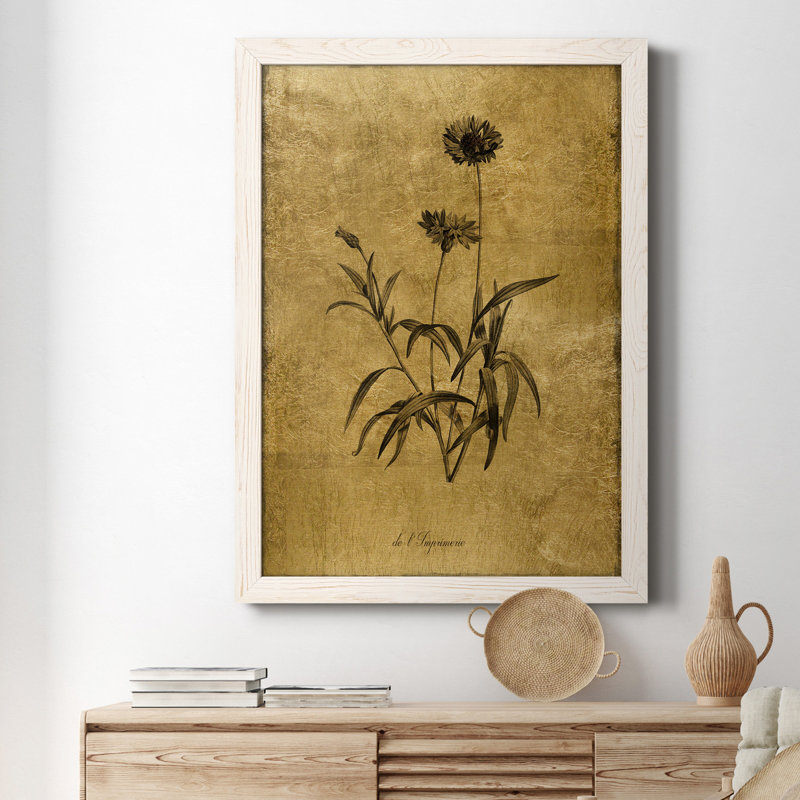 Toile encadrée dorée I-Premium Botanical, H 20 po x l 17 po x P 1,5 po, Blanc