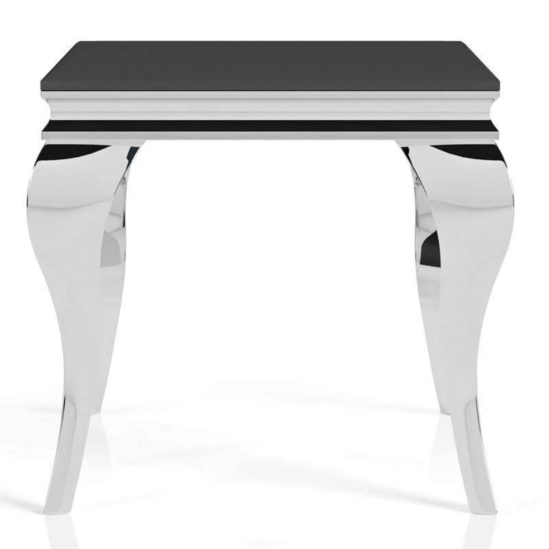 Isamu Glass Top End Table, Black