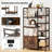 55.5" Tall Bookcase With 2-door Cabinet Metal Frame Freestanding Display Rack