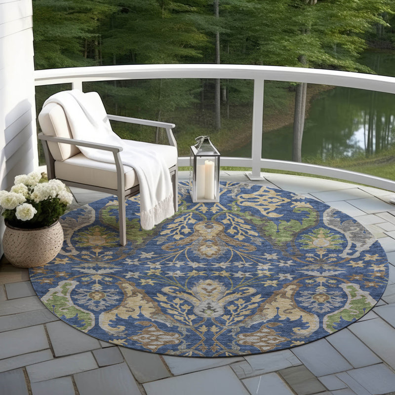 Tapis intérieur / extérieur bleu Alfreda , 2 pi 6 po x 3 pi 10 po