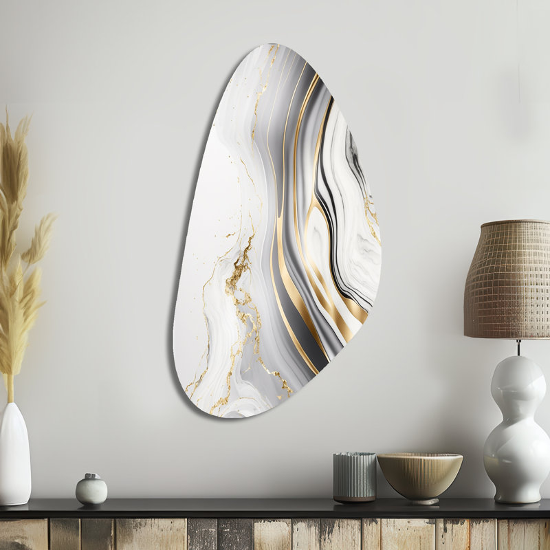 «Abstract Geode Marble Waves», art mural asymétrique en métal, H 39 po x l 21 po
