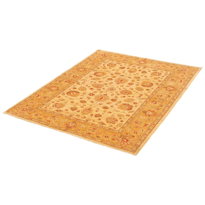 Tapis décoratif en laine de conception unique 5 pi 9 po x 7 pi 9 po noué à la main New Age