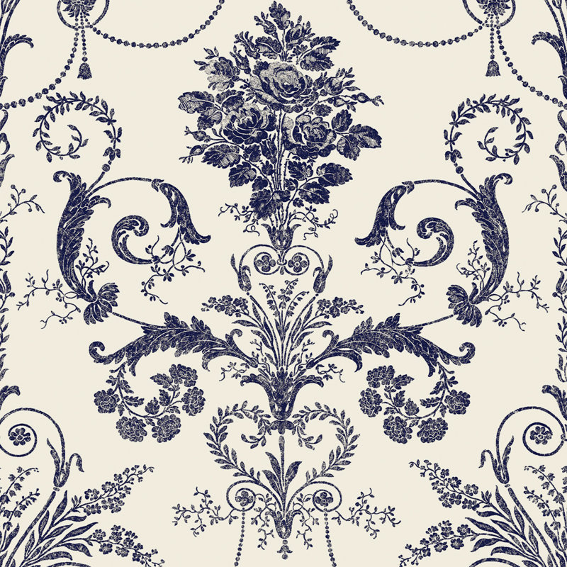 Rouleau de papier peint Laura Ashley Josette, Blanc cassé / minuit