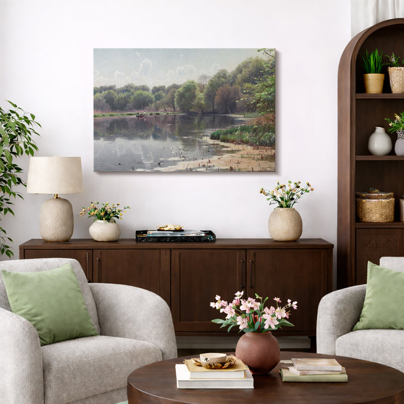 «Calm Lake Reflection», œuvre d'art minimaliste, impression sur toile encadrée, impression numérique sur toile., Toile tendue