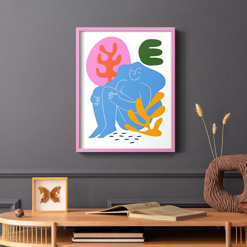 Matisse CDXLI, reproduction encadrée - bois massif, Cadre photo rose simple, H 10 po x l 8 po