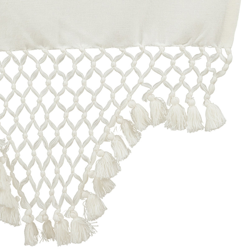 White Cotton Braided Tassel Table Runner 16 x 72 in