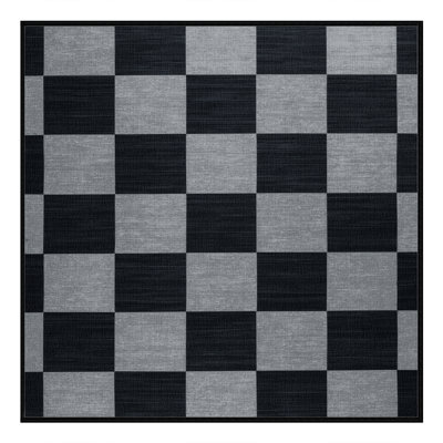 Machine Washable Checkered Gray Area Rug