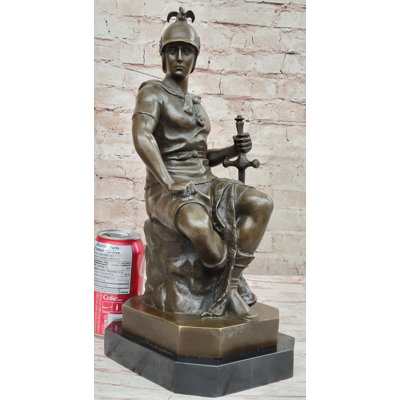 Bronze Marble Sculpture Roman God Warrior Statue Signed Picault Figure Figurine