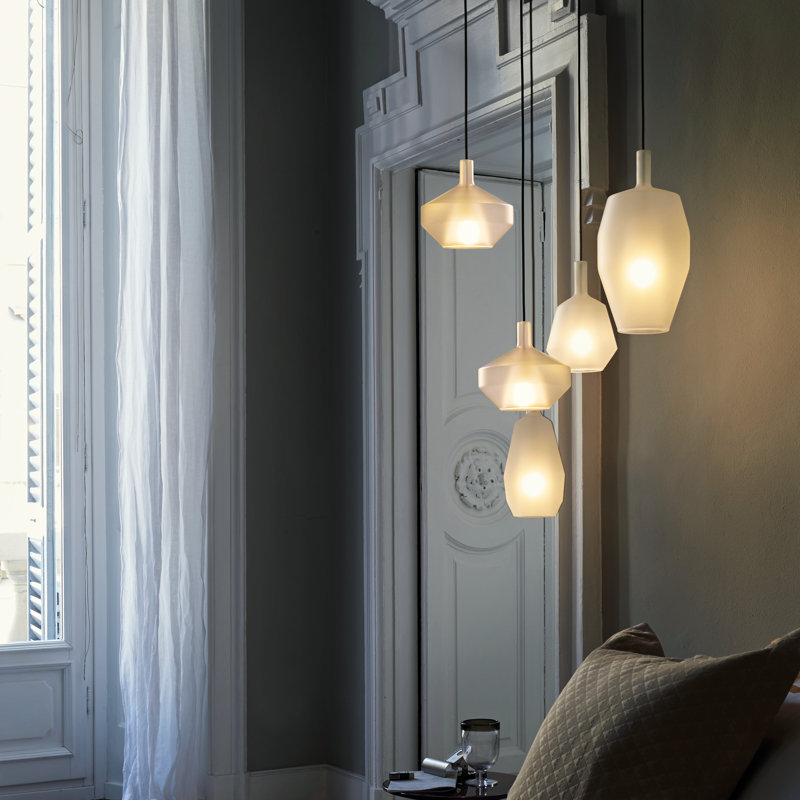 MOM 1 - Light Pendant, White Glass, Black