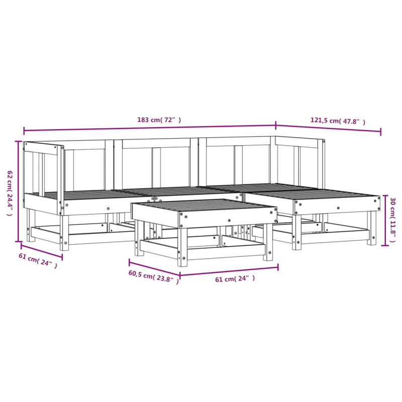 Bonin 61cm Wide L-Shaped Patio Sofa, Black, Grey