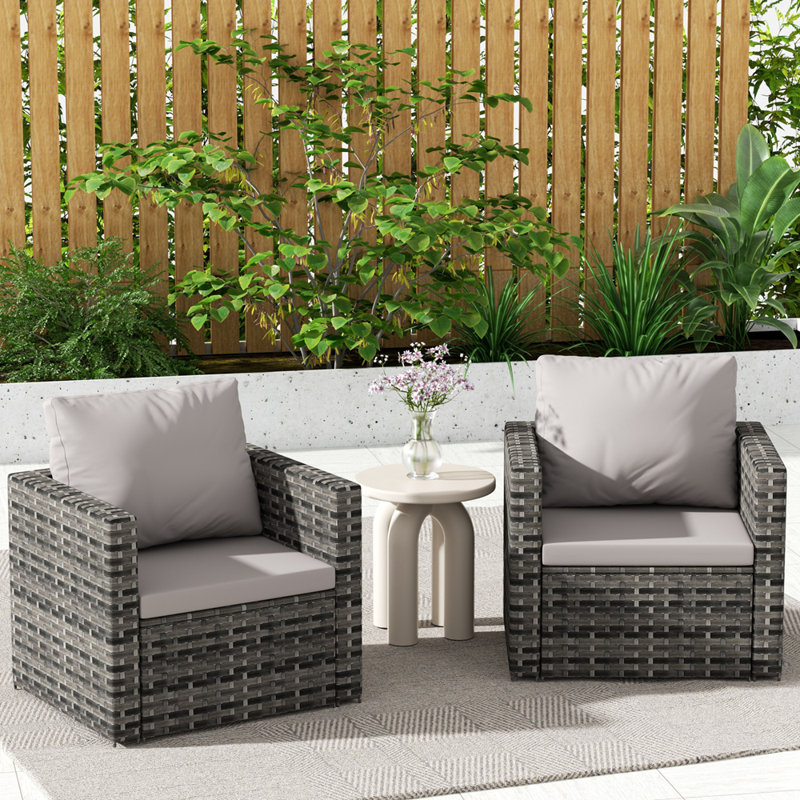 Outdoor Patio Furniture Sets Garden Rattan Chair Wicker Sofa Load 360 LBS 2 Person Seating Group, Light Gray